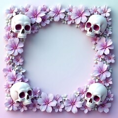 pastel goth frame, adorned with skulls and flowers