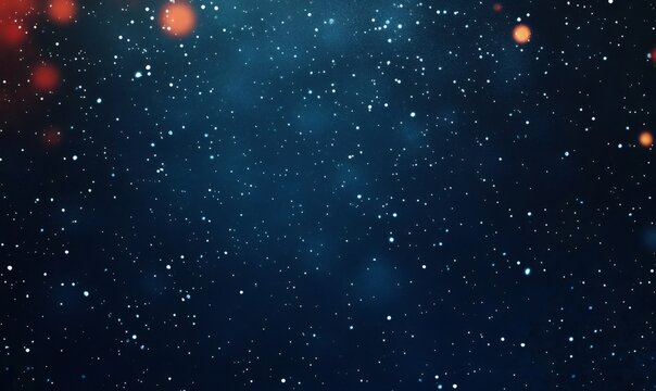 Abstract background creating a bokeh effect, representing a dark blue night sky with many twinkling stars and glowing orange dots