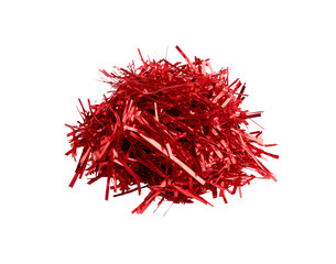 Naklejka premium Festive red tinsel decoration for christmas and holiday celebrations on transparent background