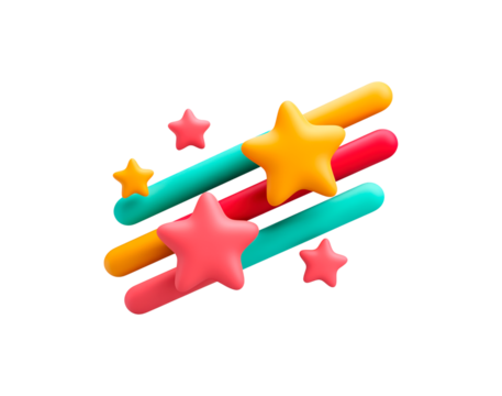 Colorful stars and stripes design for art projects and creativity on transparent background