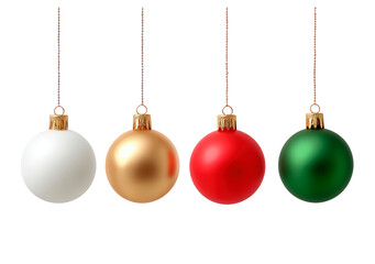 Colorful christmas ornaments hanging in a row for festive decoration