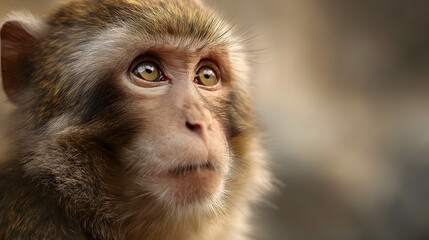 Obraz premium Portrait closeup captures the thoughtful expression of a primate with warm brown fur