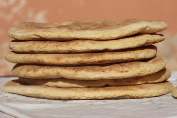 Khobz Close Up, Traditional Moroccan Bread, Amazigh Bread