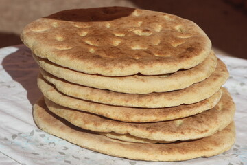 Khobz Close Up, Traditional Moroccan Bread, Amazigh Bread
