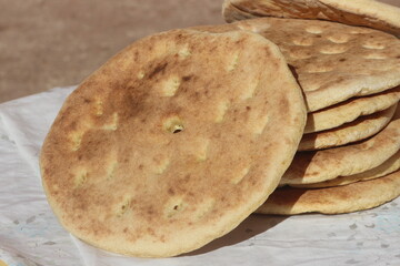 Khobz Close Up, Traditional Moroccan Bread, Amazigh Bread