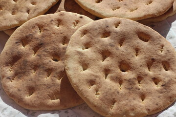 Khobz Close Up, Traditional Moroccan Bread, Amazigh Bread