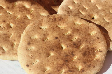 Khobz Close Up, Traditional Moroccan Bread, Amazigh Bread