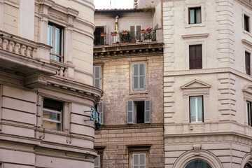 Residential buildings in Rome cityscape, Italy