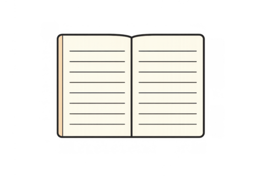 Open lined notebook or journal with blank pages, perfect for writing, education, and creative note-taking