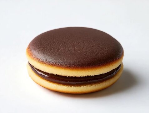 Chocolateglazed pancake snack.