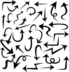 Vector set of hand-drawn arrows and shapes on a transparent background. Sketch style elements for infographics, notes, highlights, and design projects.