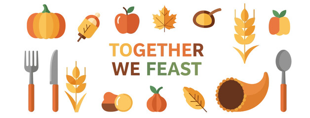 Thanksgiving themed illustration with food and the text 