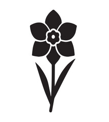 Dark gray daffodil flower silhouette