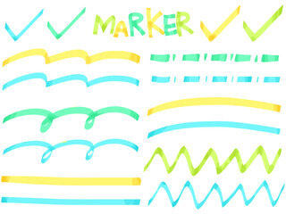 マーカー 蛍光ペン ライン チェック イラスト素材