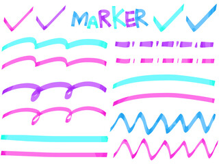 マーカー 蛍光ペン ライン チェック イラスト素材