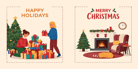 A Festive Collection of Hands Holding Christmas Decorations, Gifts, and Champagne for the Holidays