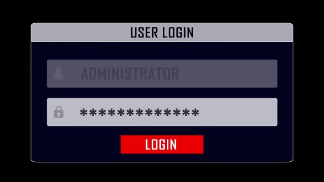 DEEP WEB Glitch Text and User Login Interface Animation on Alpha Channel, Looped
