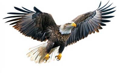 Majestic bird of prey with spread wings soars