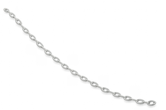 Metal chain links connecting diagonal on transparent background