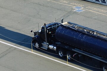 semi-truck pulling liquid cargo trailer