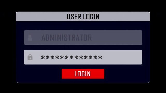ERROR 403 Glitch Text and User Login Interface Animation on Alpha Channel, Looped
