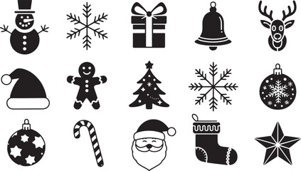 Naklejka premium A festive collection of christmas holiday icons and symbols isolated on white background