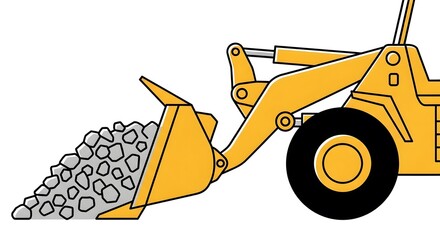 Naklejka premium Yellow Front End Loader Scooping a Pile of Gravel.