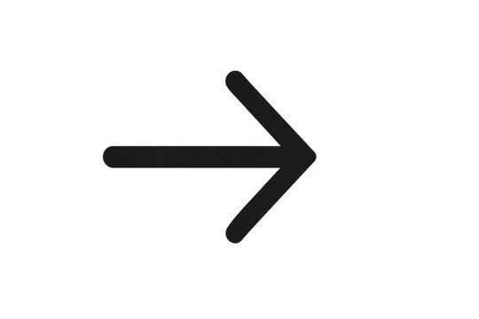 Black arrow pointer symbol indicating next direction, navigating forward or moving to the right, transparent background