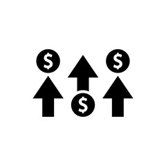 Dollar growth icon. Money increase symbol. Economic rise with upward arrow sign