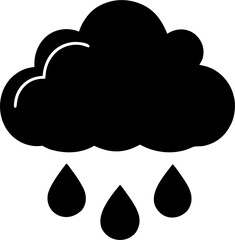 Rain Cloud Silhouette Vector &ndash; Minimal Black Cloud Shape Design Isolated on White Background