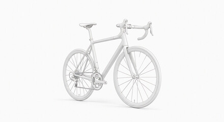 Fototapeta premium Minimalist road bike illustration on white backdrop offers clean, modern aesthetic, perfect for cycling enthusiasts and athletic lifestyle brands wanting style