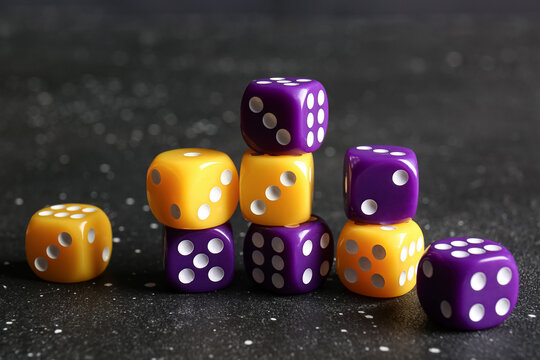 Different dices on dark background