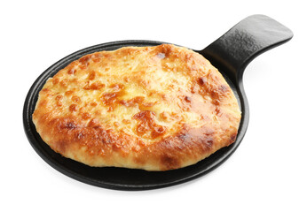 One delicious Megrelian khachapuri isolated on white