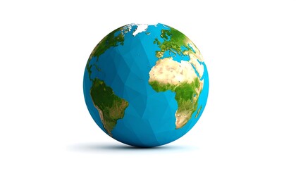 Fototapeta premium Low Poly Earth Globe on White Background Global Perspective Concept.