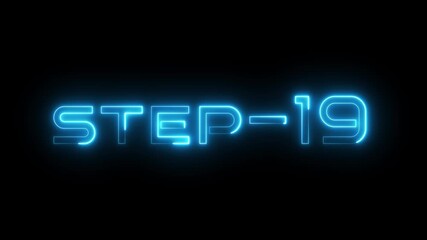 Neon level step -19.  Neon level up sign and upper-Level text animation. - Powered by Adobe