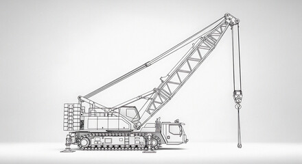 Detailed crane blueprint for construction planning, outlining heavy machinery lifting power, perfect for engineering presentations and architectural designs