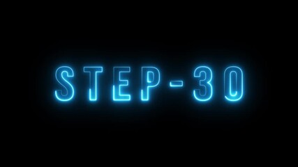 Neon level step -30.  Neon level up sign and upper-Level text animation.