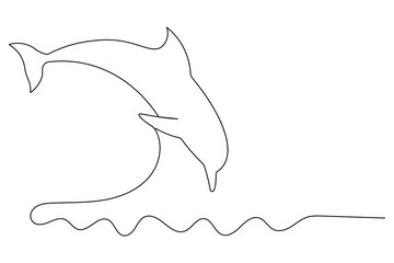 Minimalist dolphin continuous one line drawing elegant contour art