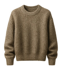 Knit sweater with metallic thread, crew neck, and dropped shoulders.