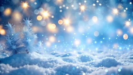 Christmas Winter Background with Snow and Bokeh – Merry Christmas and Happy New Year Greeting Card