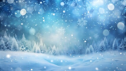 Naklejka premium Christmas Winter Background with Snow and Bokeh – Merry Christmas and Happy New Year Greeting Card