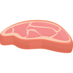 Raw Cut of Meat with Visible Marbling and Pink Toned Flesh on a Transparent Background