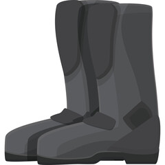 A Pair Of Tall Dark Gray Biker Boots With Straps On A Transparent Background Ideal For Motorcycle Enthusiasts