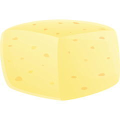 A light yellow cube with darker yellow speckles has a transparent background perfect for design elements