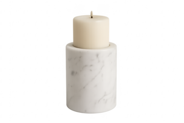 Wax candle in marble holder for home decor
