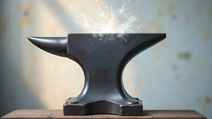 Enchanting anvil casting mystical luminescence forging dreams and building futures with light and
