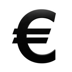 Obraz premium Dark euro symbol isolated on transparent background