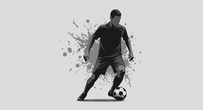 Dynamic vector illustration of a football player in action, rendered as a high-quality PNG, conveying energy and movement against a minimalist background.