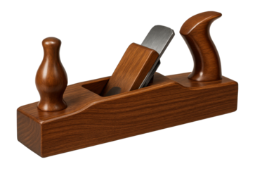 Wooden jointer plane with a flat sole for smoothing large surfaces in carpentry.