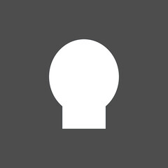 Simple Monochromatic Light Bulb Icon: Flat White Idea Symbol Vector on Dark Grey Background for Innovation and Creative Concept